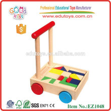 High Quality Wooden Baby Walker with Printing Blocks Handmade Wooden Toys